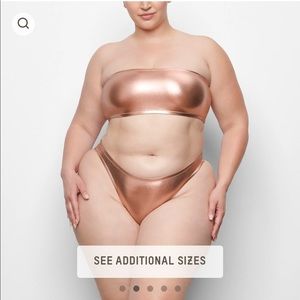 SKIMS METALLIC SWIM SET IN CHAMPAGNE